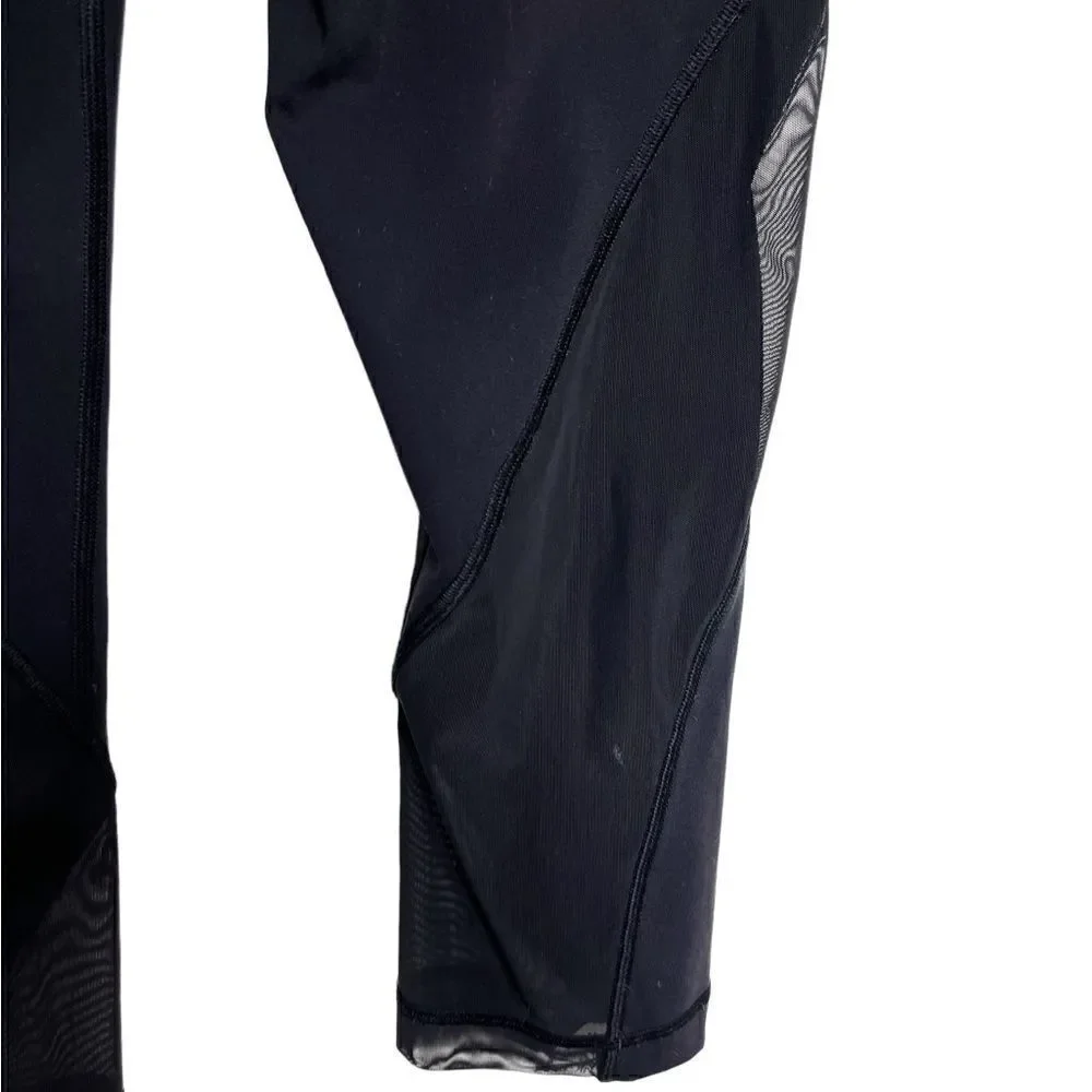 Lululemon Mesh Detailing Cropped Leggings Black Size 6